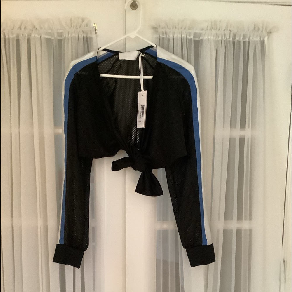 Crop mesh track jacket.